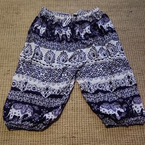 Children's Elephant Pattern Pajama Bottoms - Navy and White
